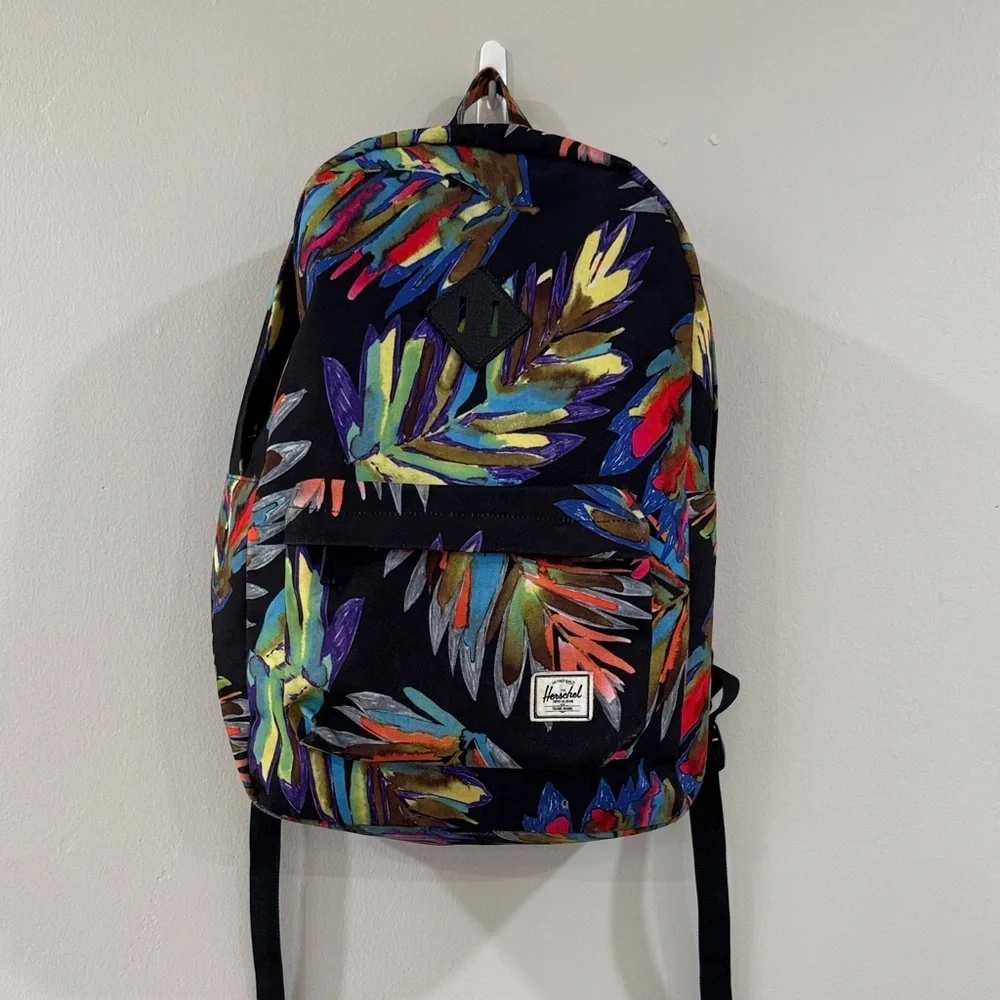 Herschel Supply Company Kids Backpack - Black with Multicolor Leaf Print